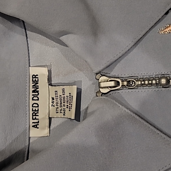 Alfred Dunner Ultra Suede Embroidered Patchwork Zippered Jacket Baby Blue 24W - Picture 11 of 15